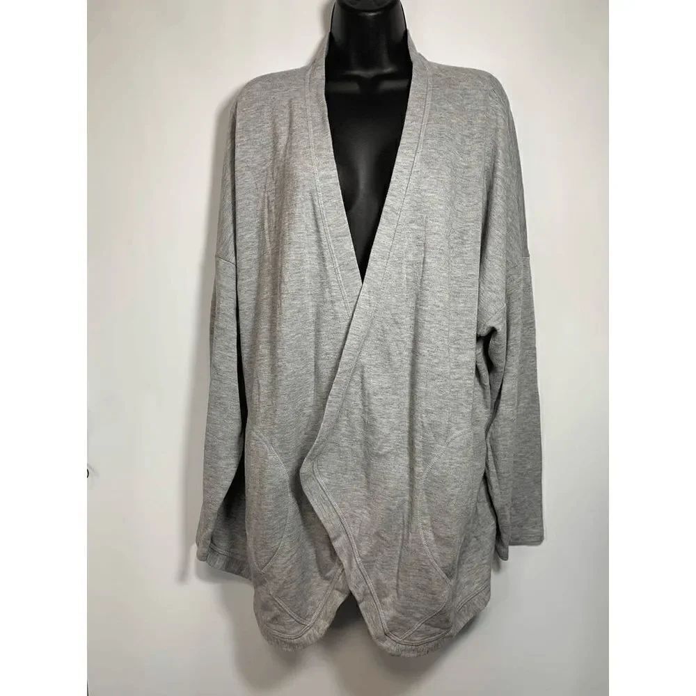 bobeau Gray Sweatshirt Long Cardigan